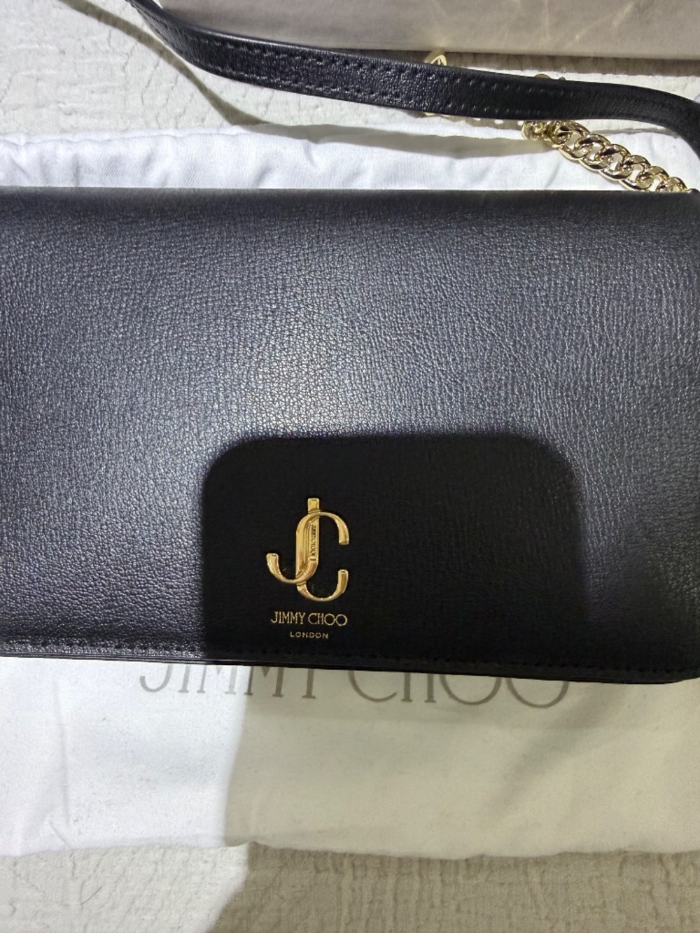 Jimmy Choo JC Wallet/Chain Black Leather Bag - Picture 4 of 7